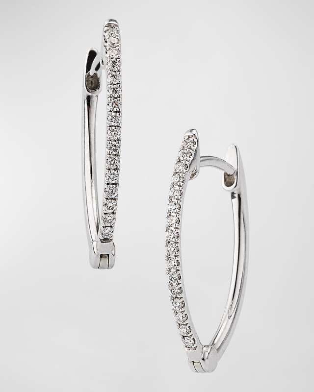 Sparkle 18K White Gold Petite V-Shape Diamond Hoop Earrings